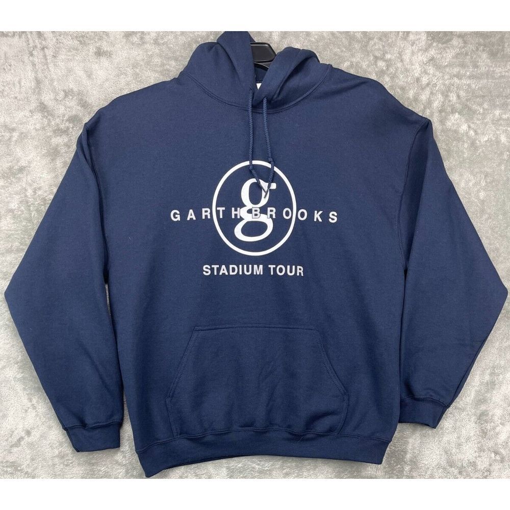 Garth Brooks‎ Stadium Tour Men's Hoodie Large Long Sleeve Navy Sweatshirt